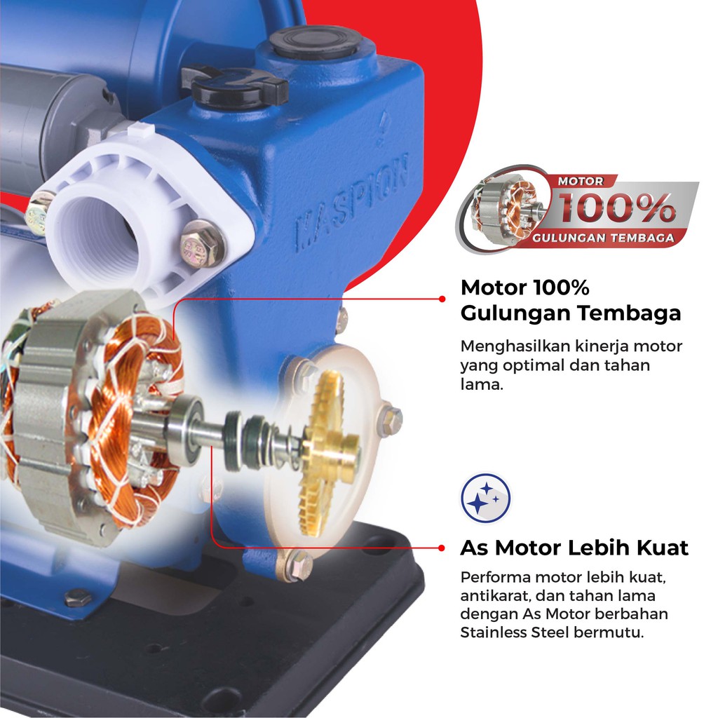 Maspion Water Pump Mesin Pompa Air Otomatis MWP-128 BAT - Gambar 3