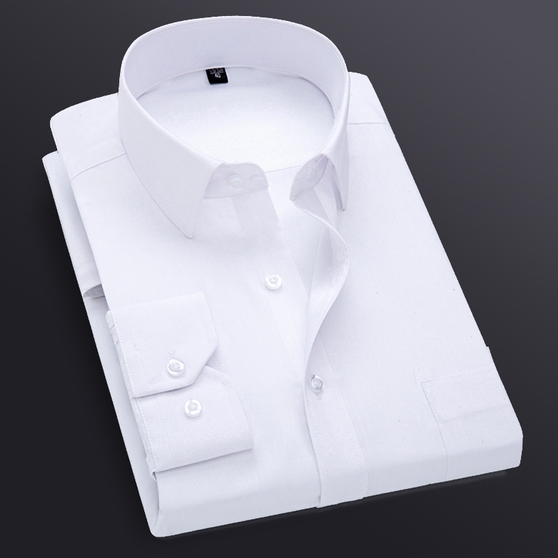 Men's business shirt long sleeve new men's solid color professional clothing white shirt man