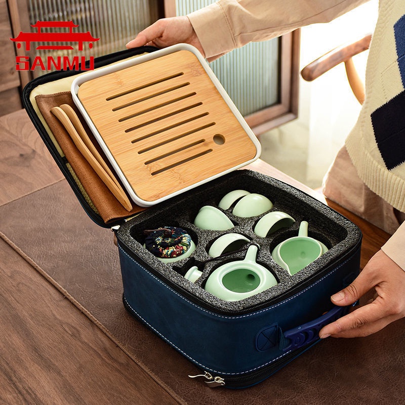 Travel Tea Set Portable Travel Bag Purple Clay Chinese Kung Fu Tea Set ...