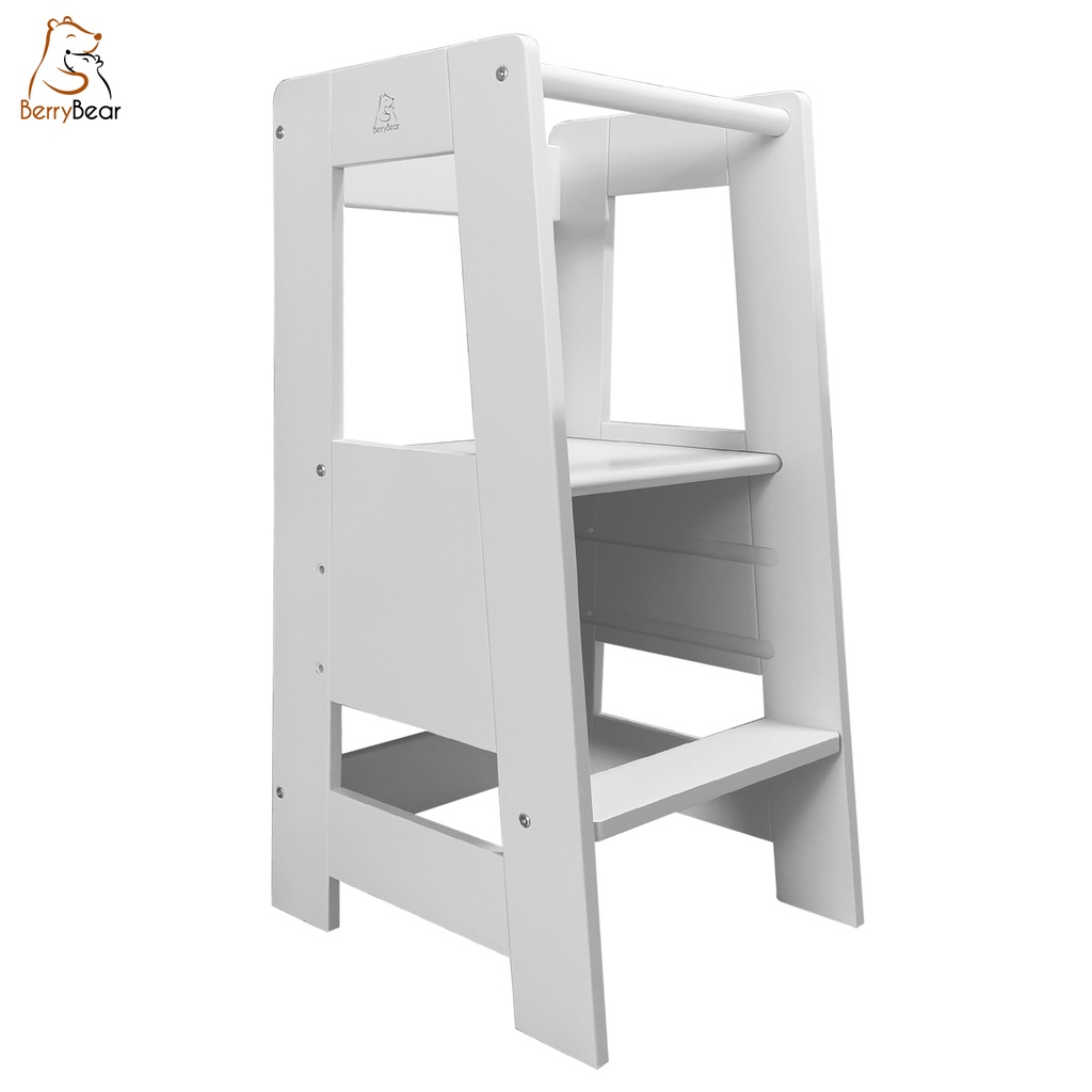 Montessori learning tower kitchen helper solid wood grey adjustable
