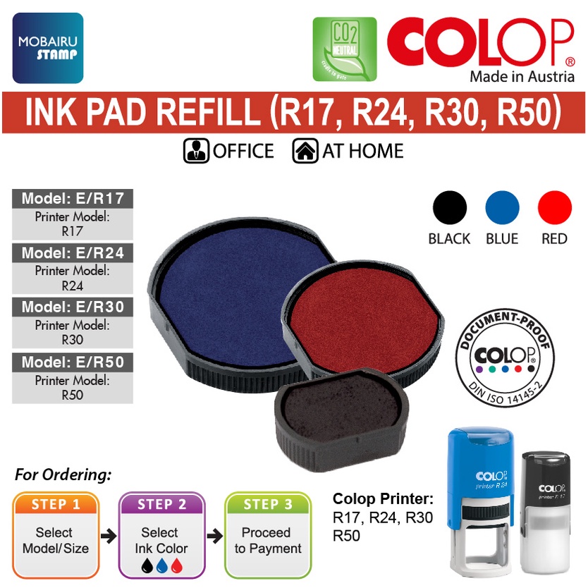 Ink Pad/Cartridges Refill for Self Inking Stamps COLOP Printer Round