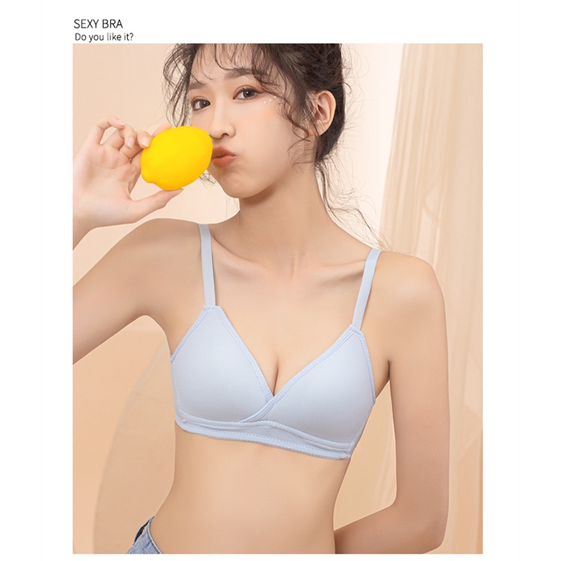 【Ready Stock】Cotton Soft Women Bra Thin cup Wireless Lingerie Student Youth  Girl Bralette Small bust Ladies Underwear