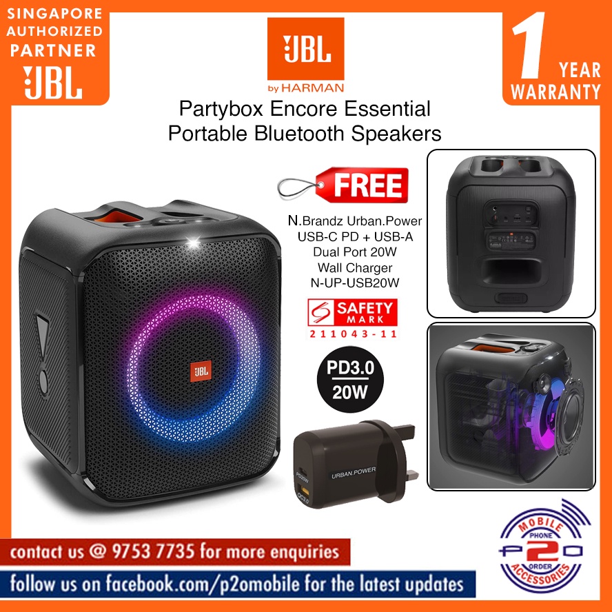 Speaker Essential JBL Portable Shopee Singapore Bluetooth Encore Partybox |