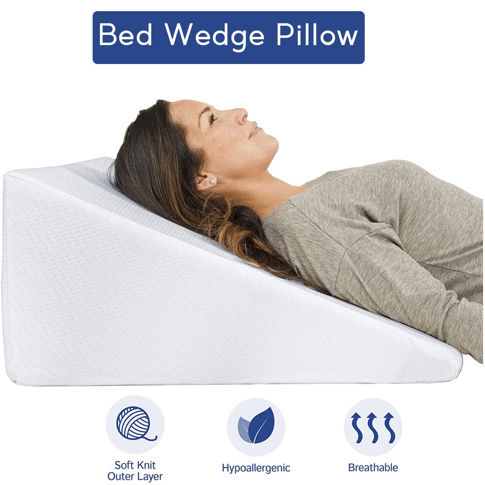 Bed Wedge Pillow With Memory Foam Ideal For Comfortable Restful Sleeping Relief Neck Back Pain Shopee Singapore