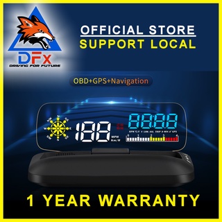DFx Car HUD Head Up Display OBD OBD2 Gauge LED HD C5