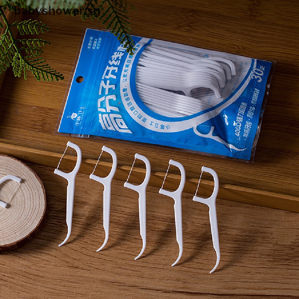 【babyshower】 30/50/100pcs White Dental Floss Pick Tooth Cleaner Sticks ...