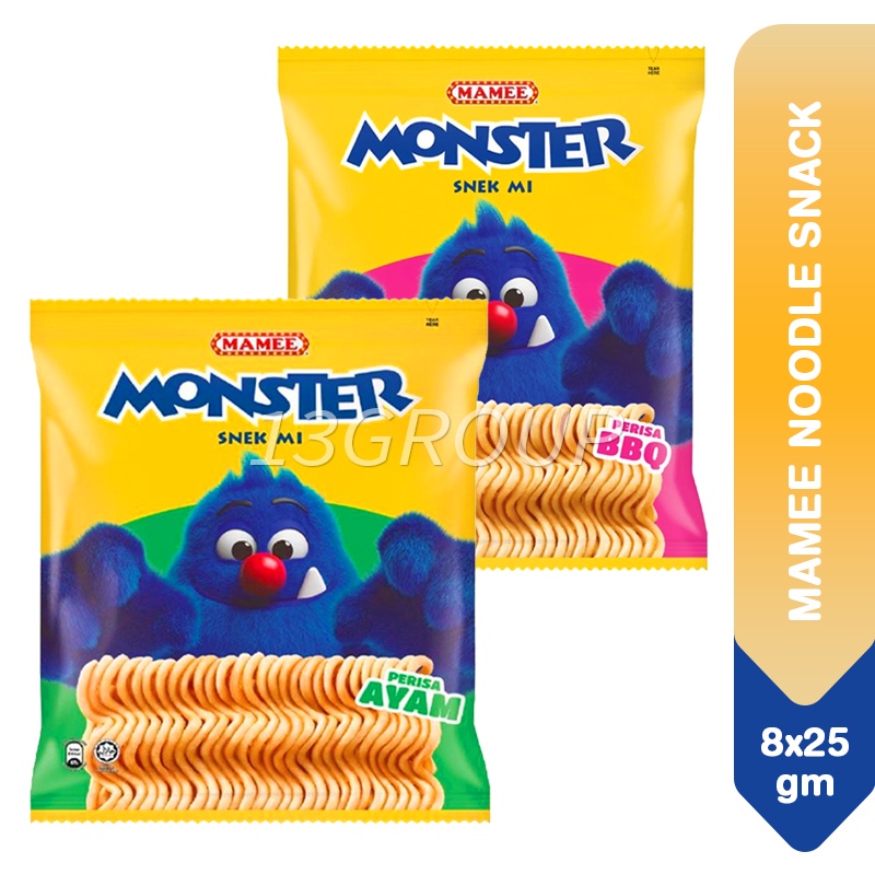 Mamee Monster Noodle Snack Chicken BBQ, 8x25g | Shopee Singapore