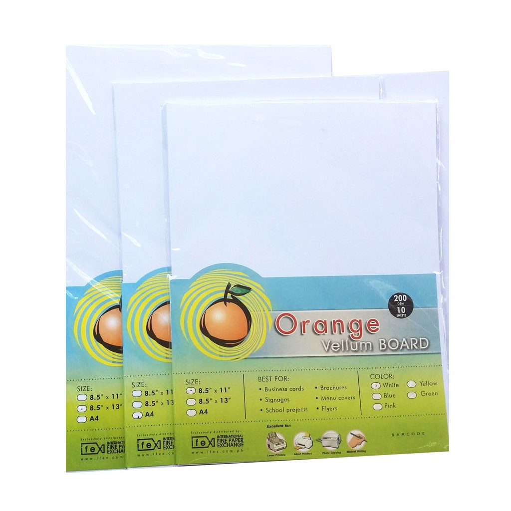 Orange Vellum Board 200gsm Long/ Letter/ A4 Size 10 sheets Shopee