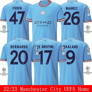 Buy 2021-2022 Man City Long Sleeve Home Shirt (Kids) (DE BRUYNE 17)