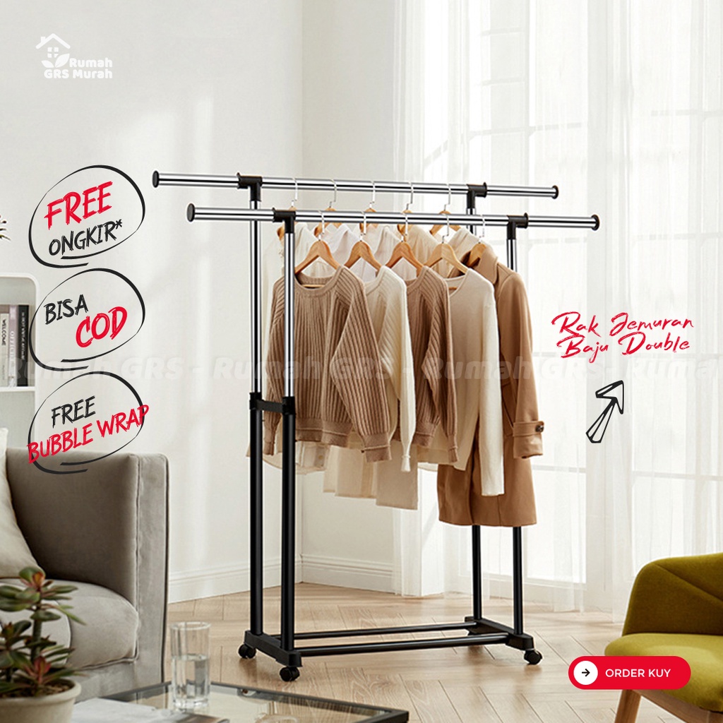 Stainless Steel Clothes Drying and Clothes Hanging Rack, Double Goal ...