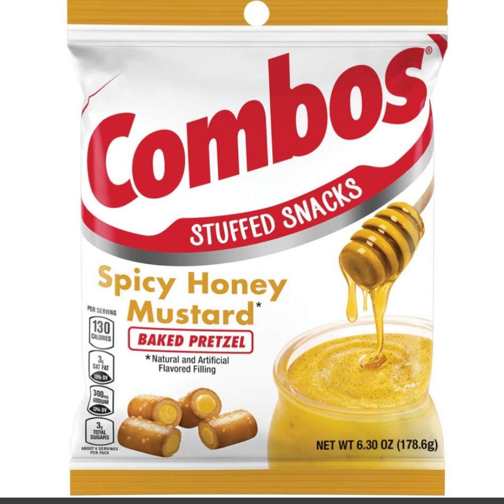 Combos snack spicy honey mustard, jalapeno cheddar,seven layer dip