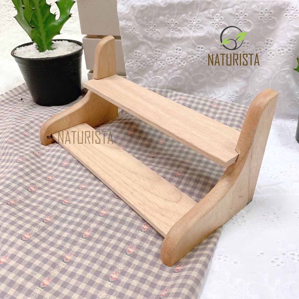 2 Tier Solid Wood Rack Cactus Shelf Succulent Plant Rubber Wood ...