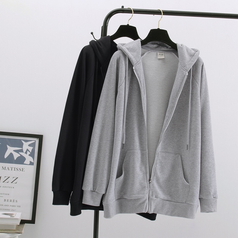 Ready stock Sports zipper sweater Hooded coat Korean hoodie zip Loose ...