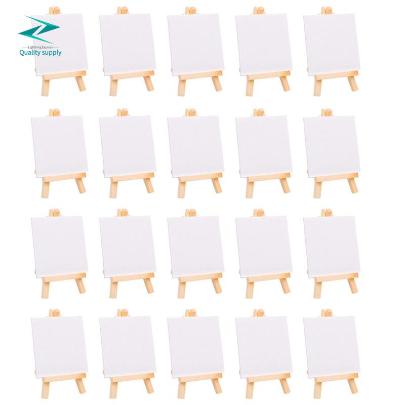 20pcs Mini Canvas Drawing Board With Easel, Painting Canvas Panel 