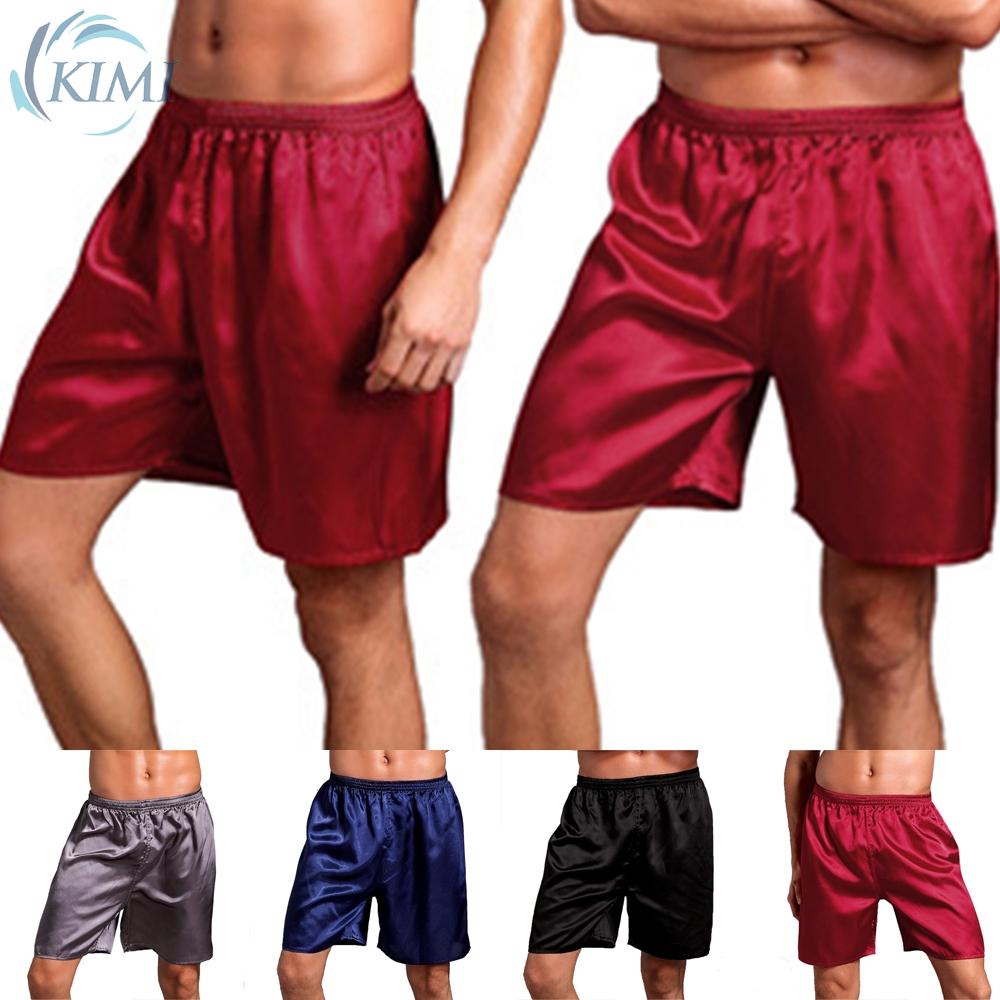 Men Gents Sleepwear Comfy Satin Silk Boxers Baggy Home Shorts | Shopee ...