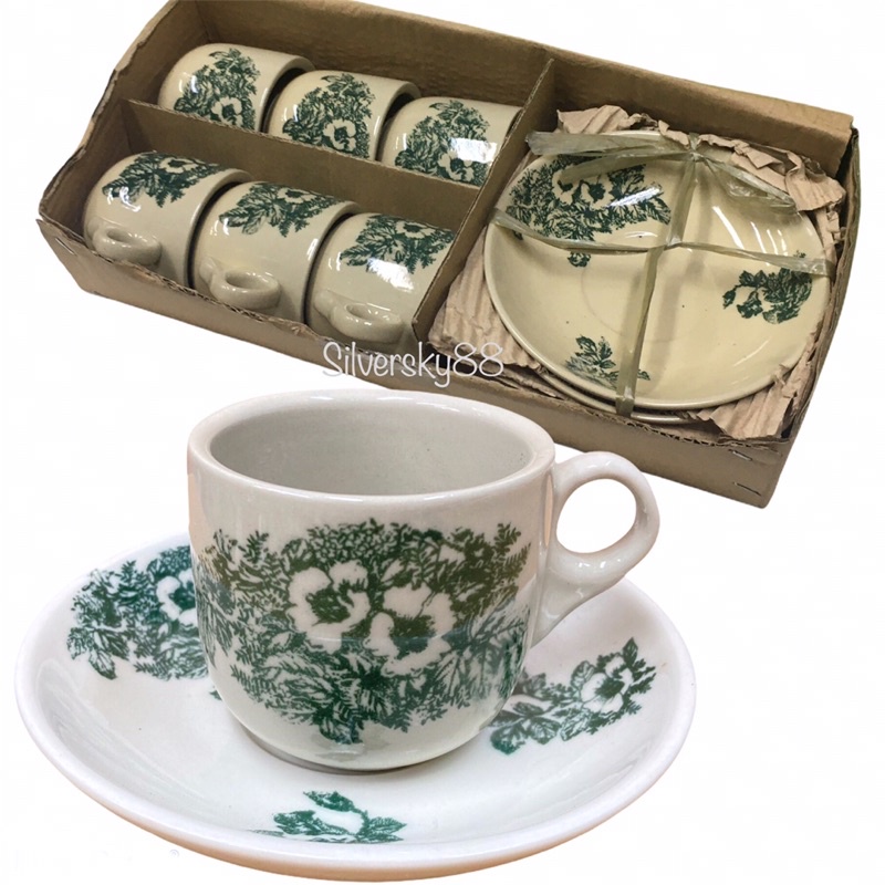 Vintage coffee cups with saucers old school traditional design cups - 6 ...