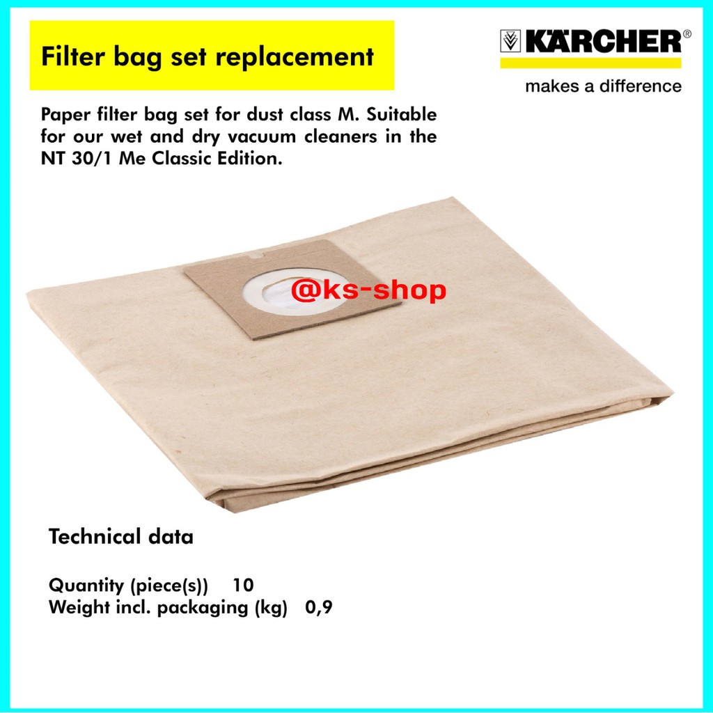 Karcher Filter Bag For Vacuum Cleaner Nt 30 / 1 Me Classic Dust Bags