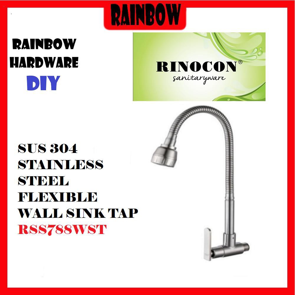 RINOCON RSS788WST SUS304 STAINLESS STEEL FLEXIBLE WALL SINK TAP (SATIN ...