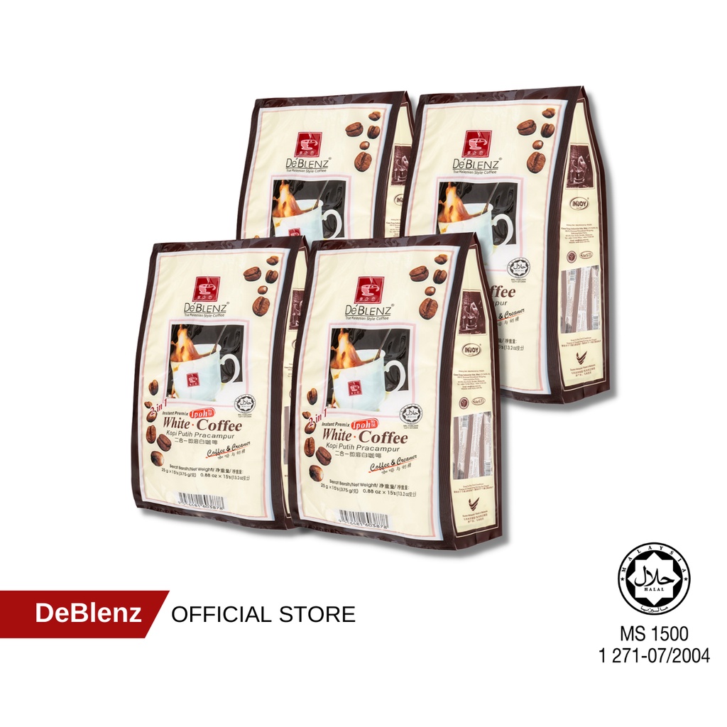 [BUNDLE] DeBlenz Unsweetened White Coffee 15s x 25g x 4 Italian Ebote ...