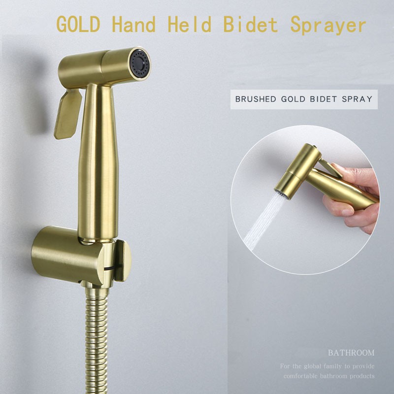 NEW GOLD Stainless Steel Hand Held Toilet Bidet Sprayer Bathroom Shower Water jet Spray Head S G ...