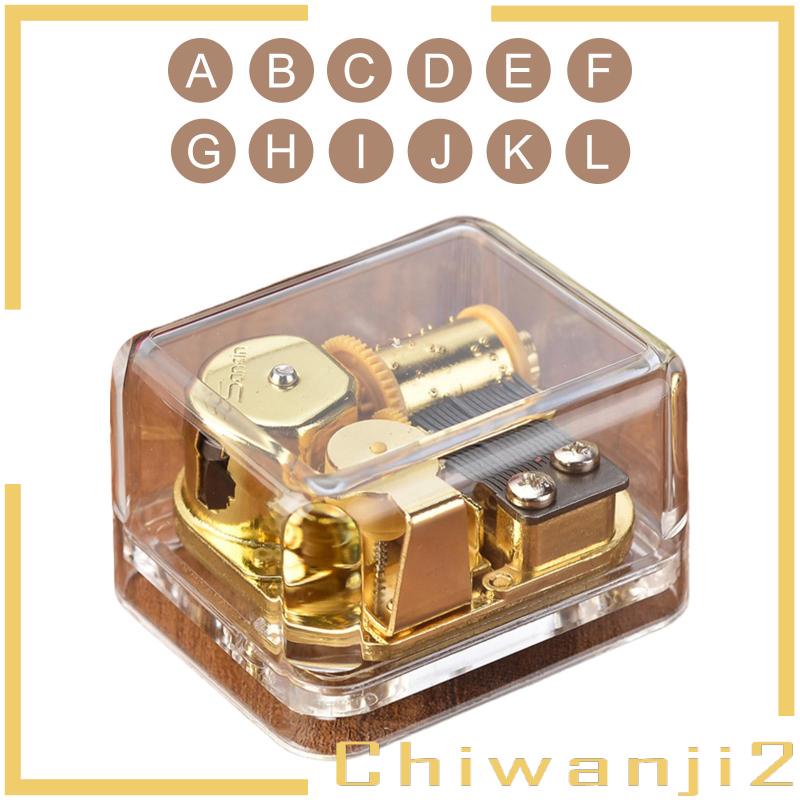 Wind-Up Transparent Acrylic Music Box | Plays Edelweiss - Crystal Clear Mechanical Music Box Gift
