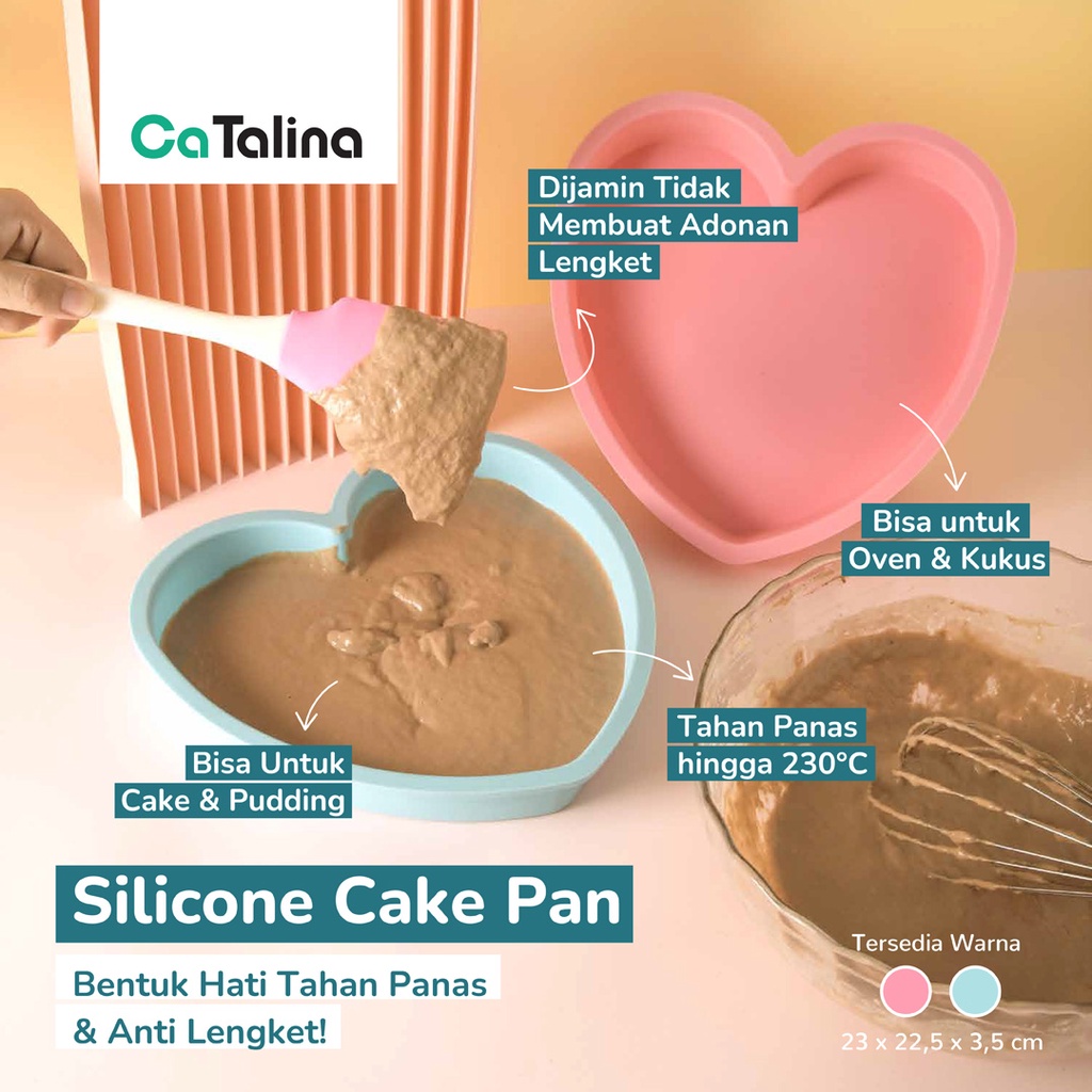 Loyang Cetakan Kue Hati Silikon Kue Puding Tahan Panas Anti Lengket - Gambar 3