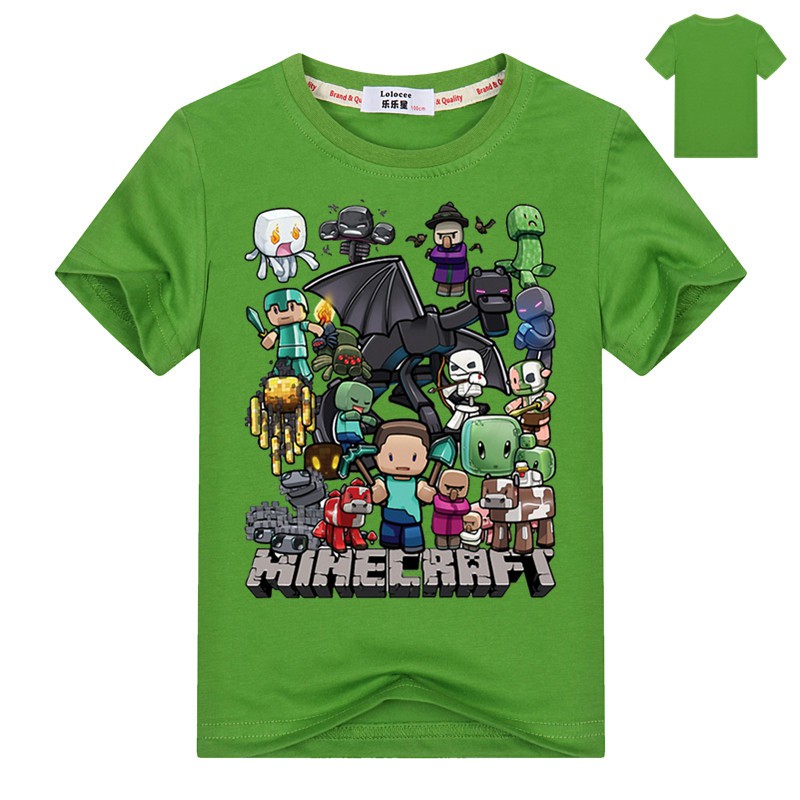 Minecraft Big Boys' Party Premium Cotton T-Shirt 3-14years Video Game ...