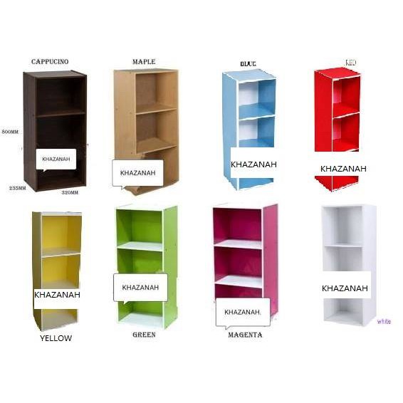 3 Tiers Wooden Rack Storage Cabinet Organaiser Bookshelf Book Shelf ...