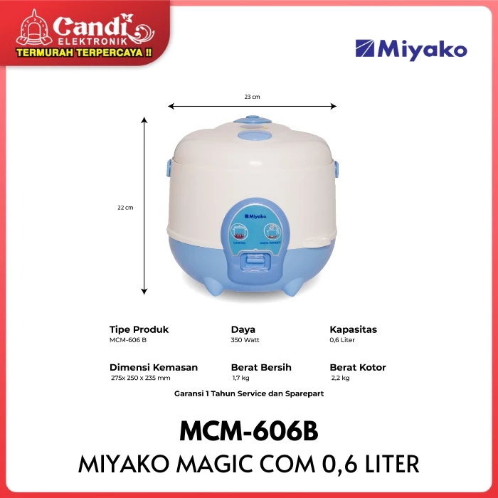 MIYAKO Magic Warmer Penanak Nasi 0,6 Liter MCM-606B - Gambar 3