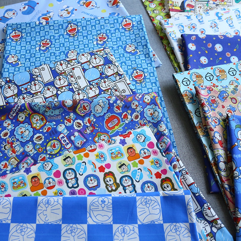 Cartoon cotton fabric cotton cloth cartoon Doraemon digital printing children handmade clothing