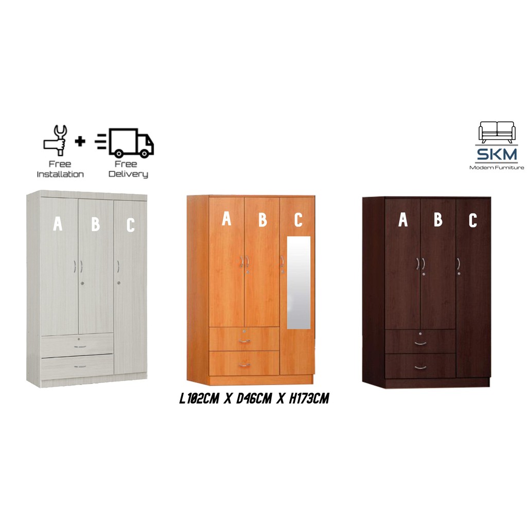 SKModernFurniture SOLID PLYWOOD Wardrobe in Cherry Walnut