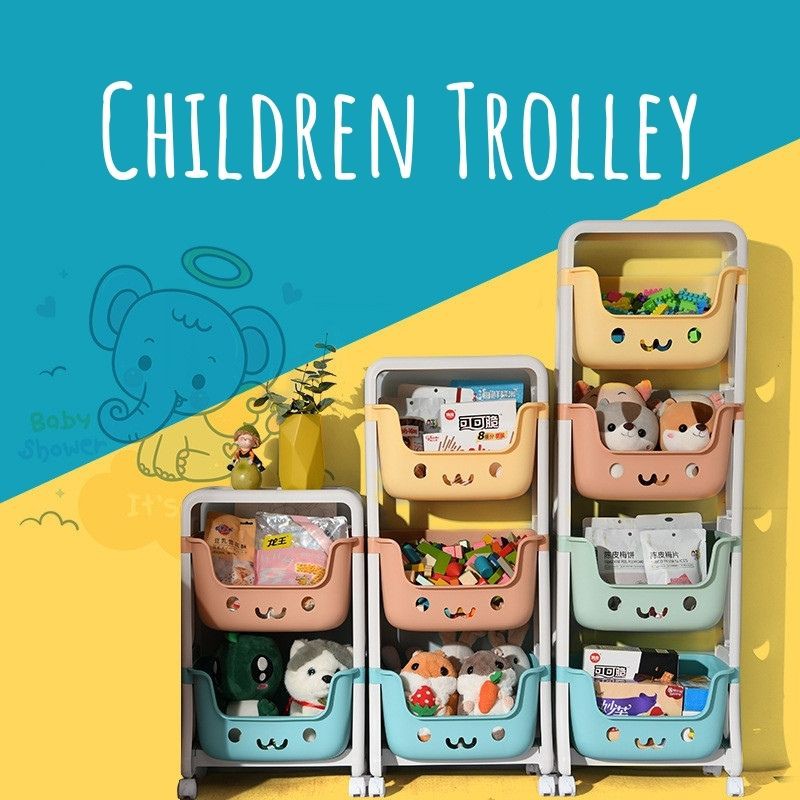 [2/3/4 Tier] Baby Children Storage Trolley Rack 4Tier MultiPurpose