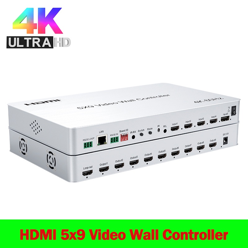 4K 5x9 HDMI Video Wall Controller 2x2 3x3 2x4 1x9 9 Way Multi Screen ...