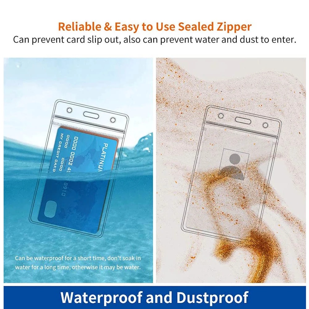 Transparent Plastic ID Card Holder / Clear Waterproof Card Bag/ Work ...