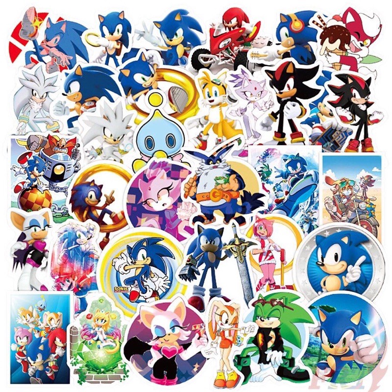 Sonic The Hedgehog stickers set of 30-60 different silk pressed pieces ...