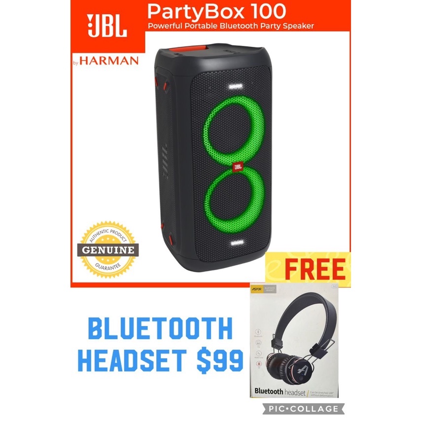 JBL PartyBox 100 Powerful Portable Bluetooth USB Party Speaker 160 ...