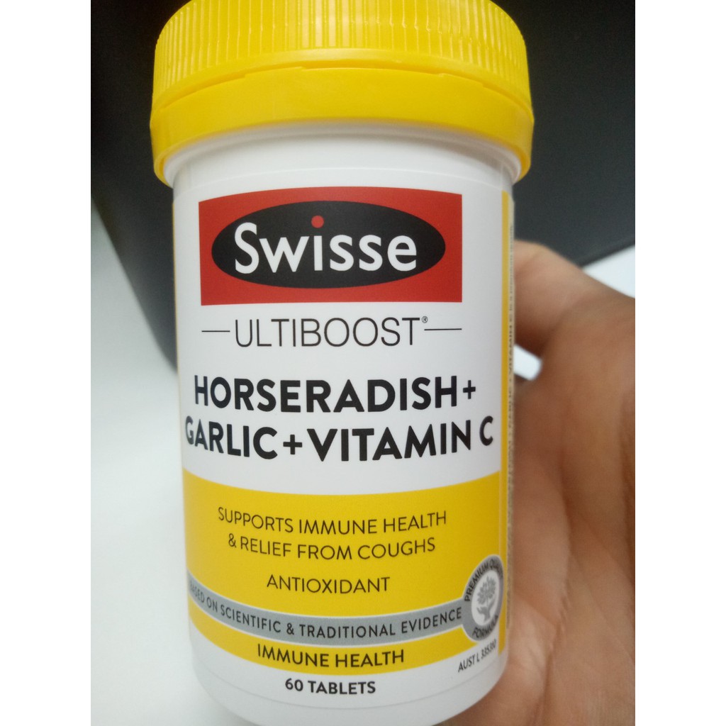 Swisse Horseradish + Garlic + Vitamin C 60 Tablets Nov 2022 Relief of