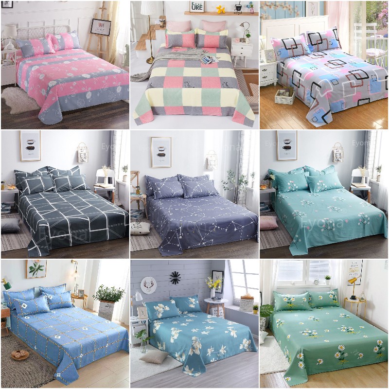 3pcs Bedding Bedsheet and Pillowcase Flat Bed Sheets Soft Bed Linens