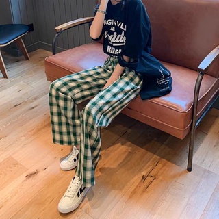 Korean style summer thin loose and comfortable plaid pants wide leg pants  women