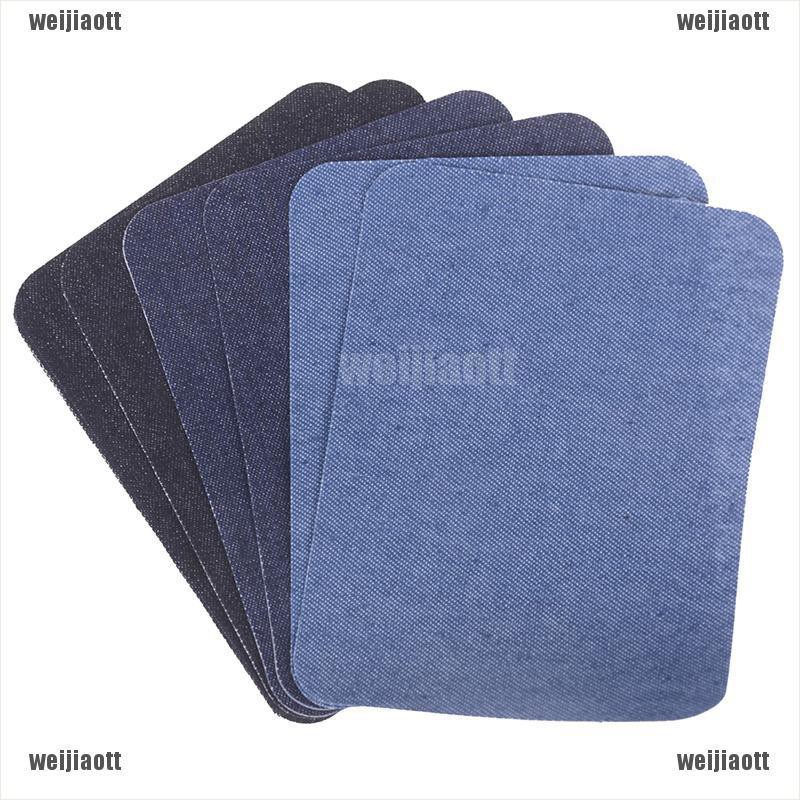 weijiaott 6pcs Assorted Cotton Jeans Repair Kit 3Color Iron On Denim Patch Sewing Applique