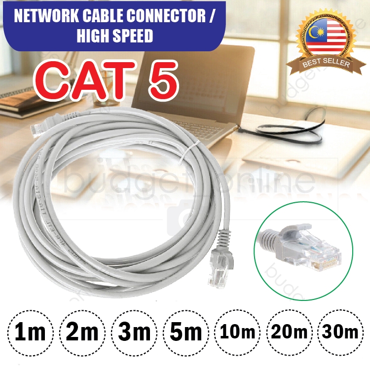 White RJ45 CAT 5 Ethernet Network LAN Cable Modem Router Connector ...
