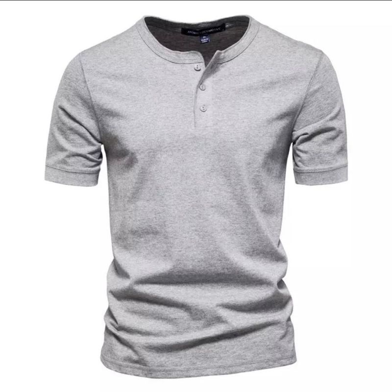 HITAM Henley Roxy Black Black Men's Short Sleeve Button Shirt | Shopee ...