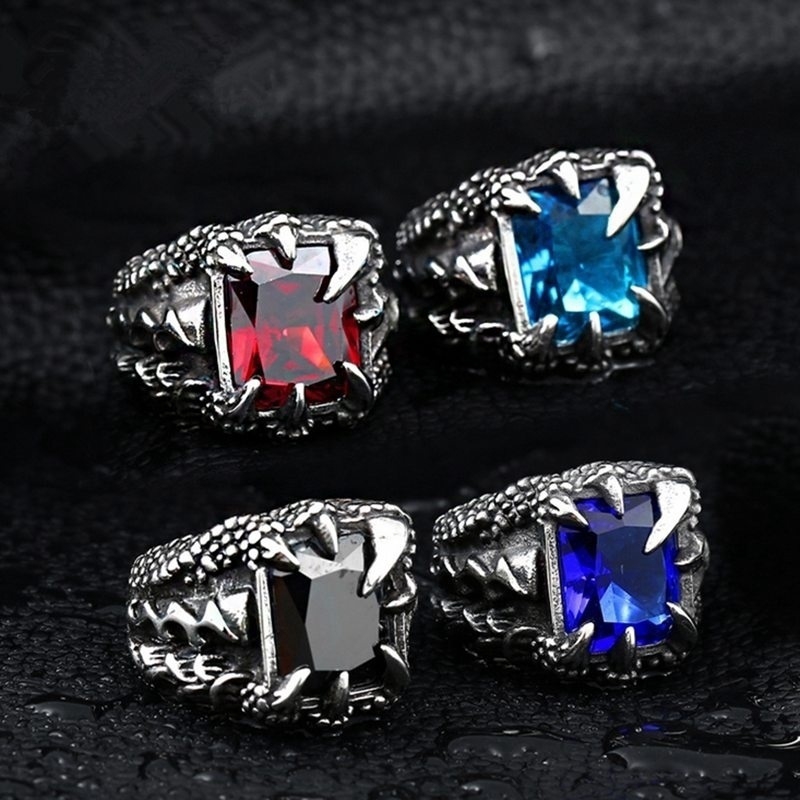 Vintage Gothic Men Dragon Claw Ruby Ring Jewelry | Shopee Singapore