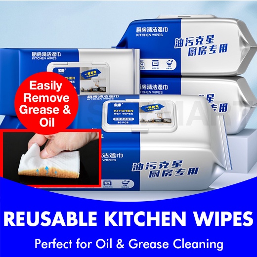 60s Reusable kitchen wipes oil and grease cleaning floor wipes Cleaning