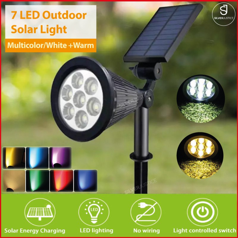 Garden Wall Light Solar 7 LED Multi Colors Outdoor Lamp Sensor ...