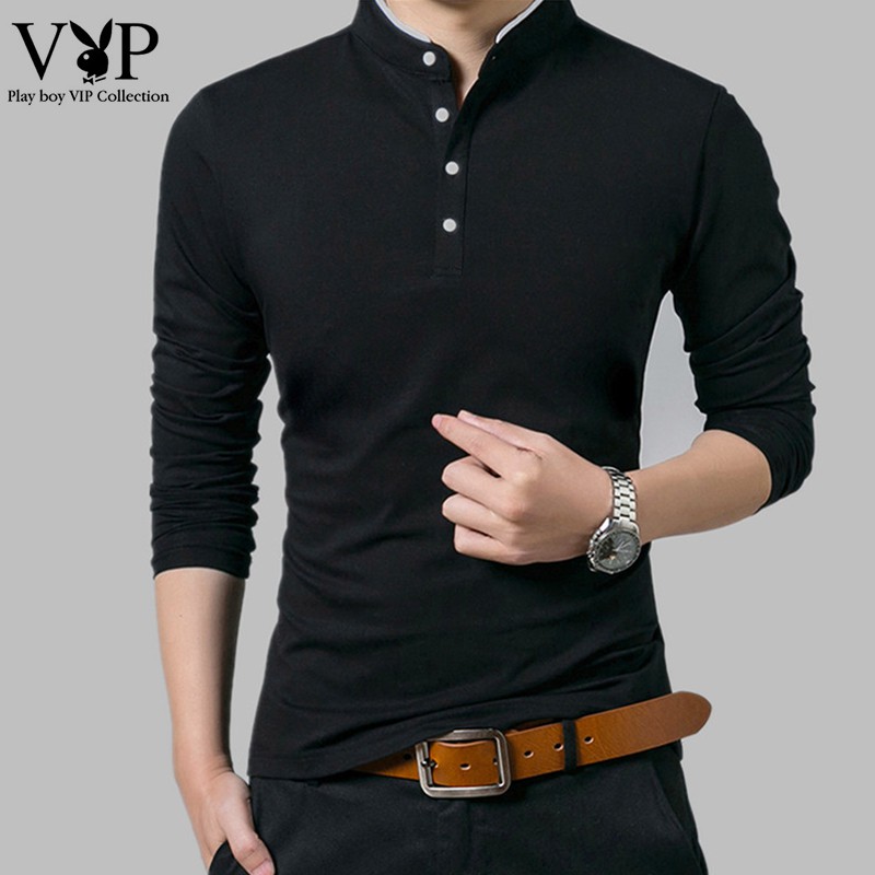 New Men Casual t shirt  Long Sleeve shirt  Mens Fashion Solid Color   Clothing