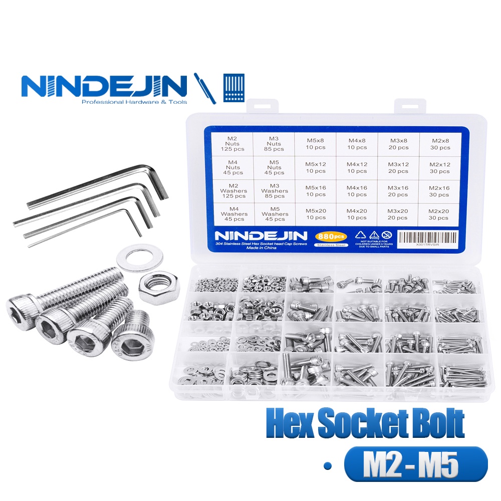 Nindejin Pcs Hex Socket Screw Set M M M M With Nut And Washer