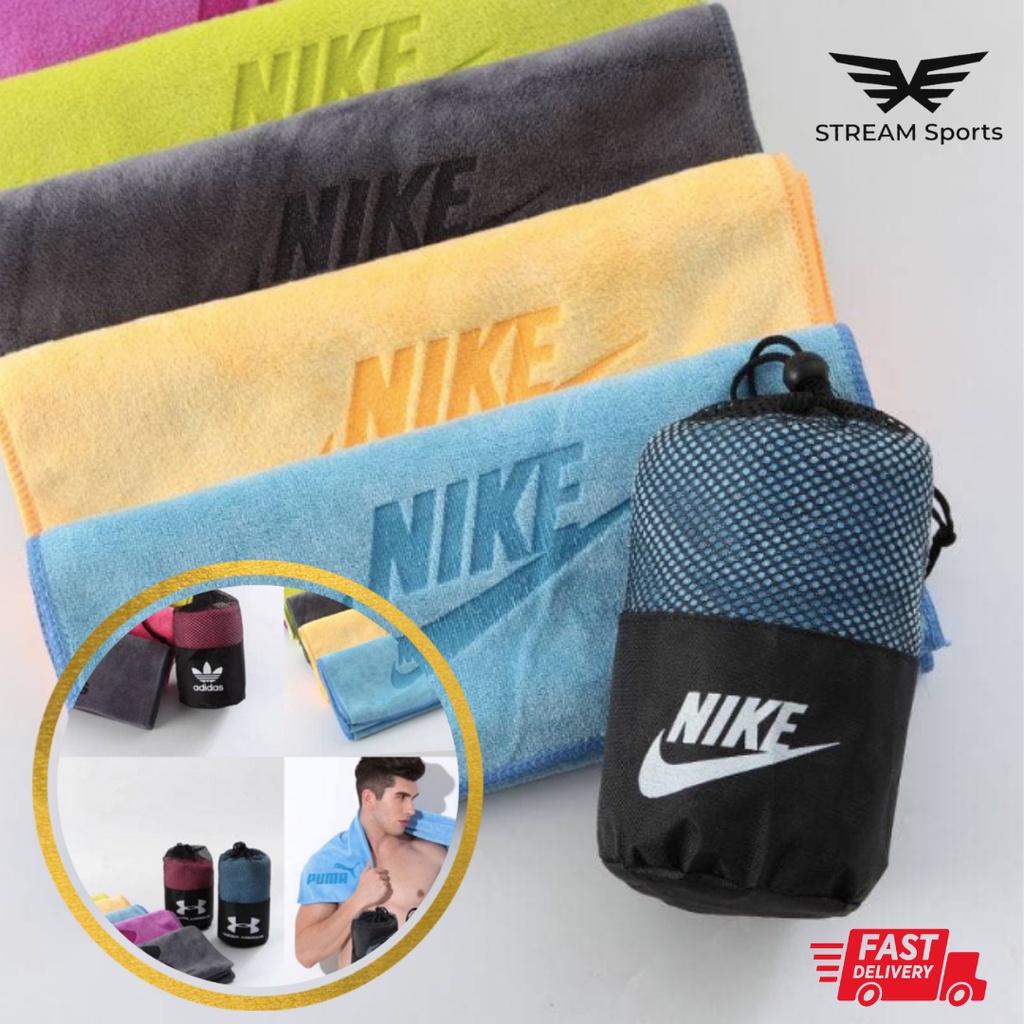 Nike Adidas Sports Towel Quick Dry Microfiber Tuala Sukan Sun Protection Gym Yoga Badminton Running Jogging Cycling Shopee Singapore