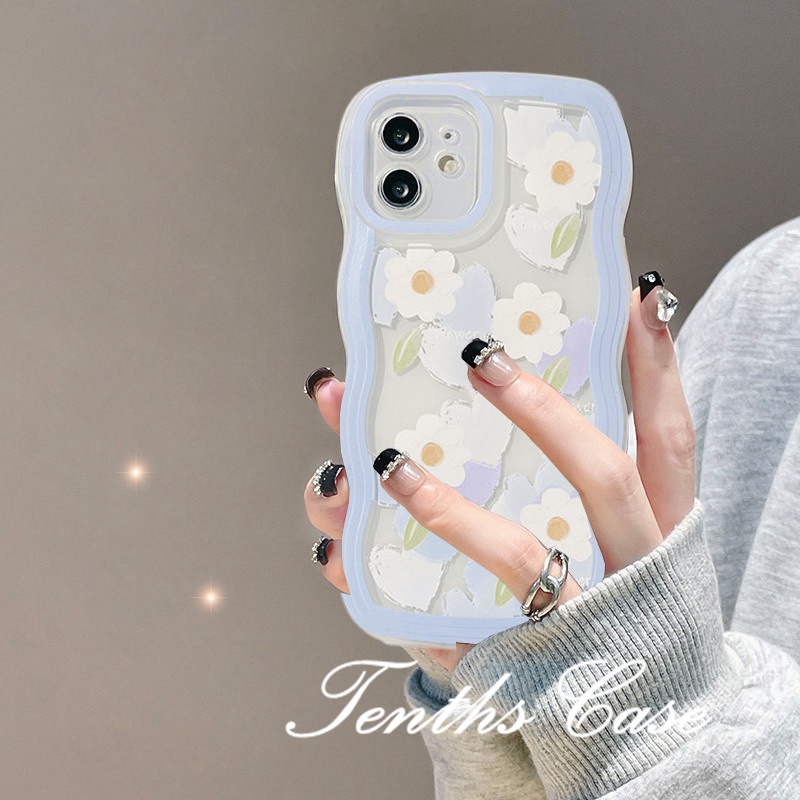 Samsung S22 S21 S20 Plus S22 S21 S20 Ultra S20 FE S21 FE Note 20Plus Note 20Ultra White Flower Wavy Phone Case Soft Clear Cover