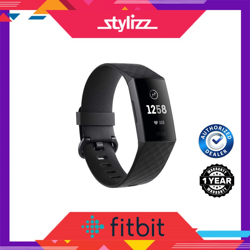Fitbit Charge 3 Fitness Activity Tracker Graphite Black FB410